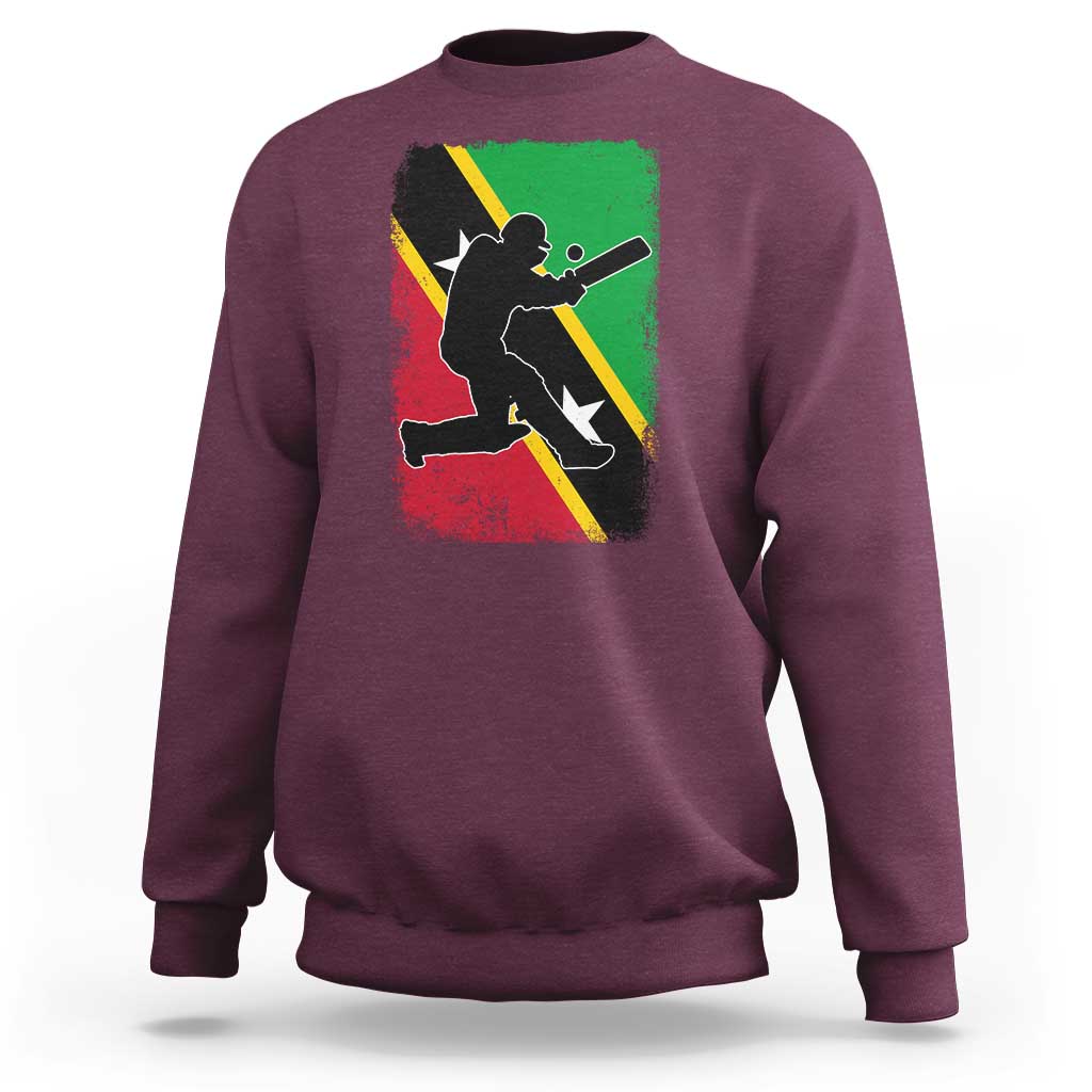 Saint Kitts and Nevis Cricket Sweatshirt Retro Vintage Sport Kittitian Flag West Indies Cricket Fan