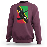 Saint Kitts and Nevis Cricket Sweatshirt Retro Vintage Sport Kittitian Flag West Indies Cricket Fan