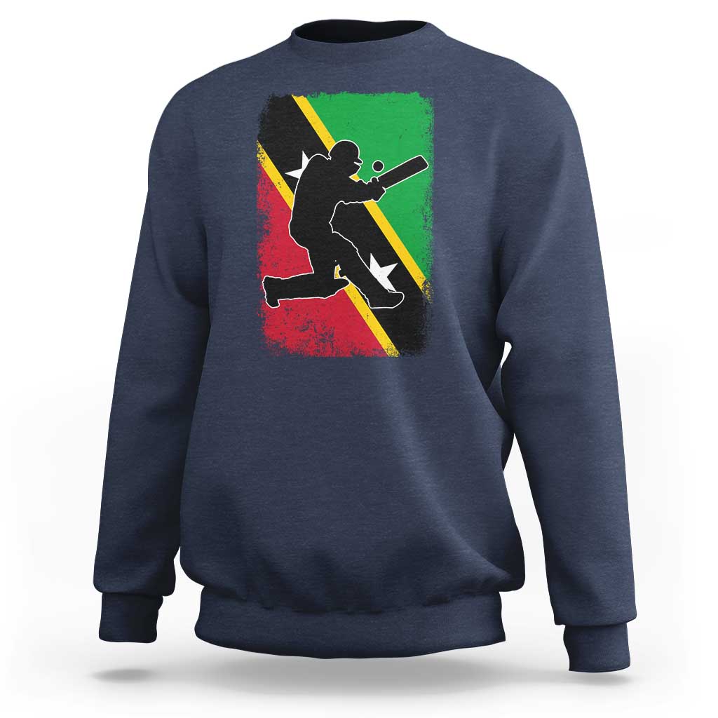 Saint Kitts and Nevis Cricket Sweatshirt Retro Vintage Sport Kittitian Flag West Indies Cricket Fan