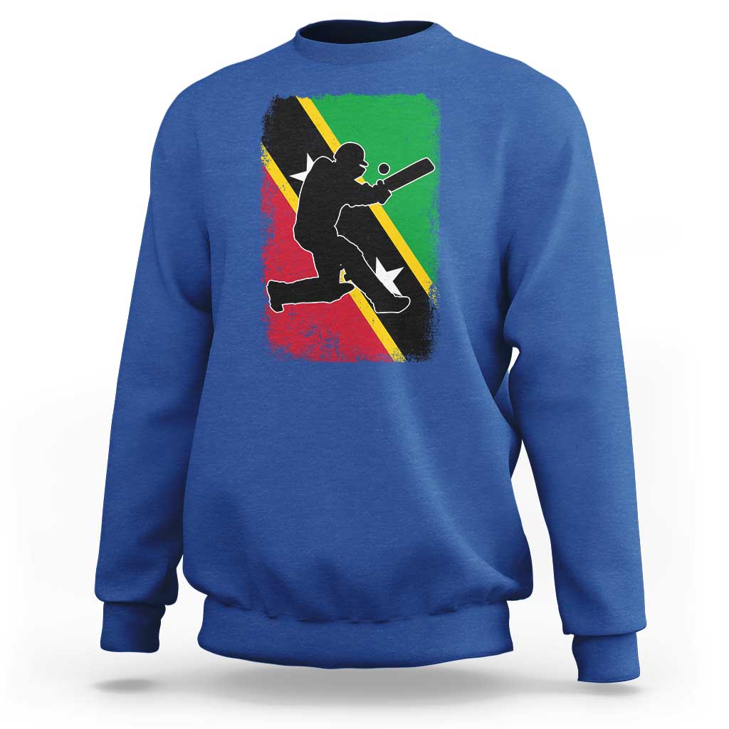 Saint Kitts and Nevis Cricket Sweatshirt Retro Vintage Sport Kittitian Flag West Indies Cricket Fan