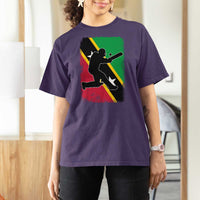 Saint Kitts and Nevis Cricket T Shirt For Women Retro Vintage Sport Kittitian Flag West Indies Cricket Fan