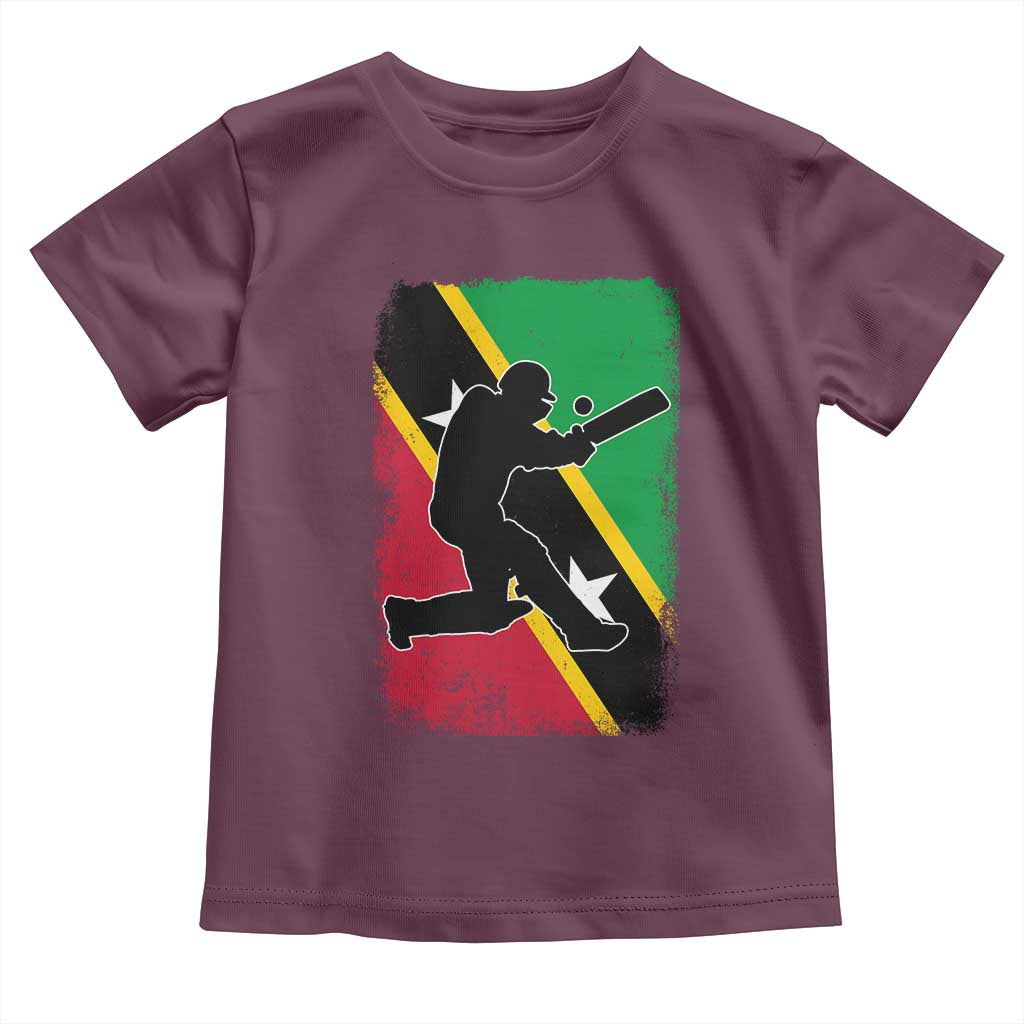 Saint Kitts and Nevis Cricket Toddler T Shirt Retro Vintage Sport Kittitian Flag West Indies Cricket Fan