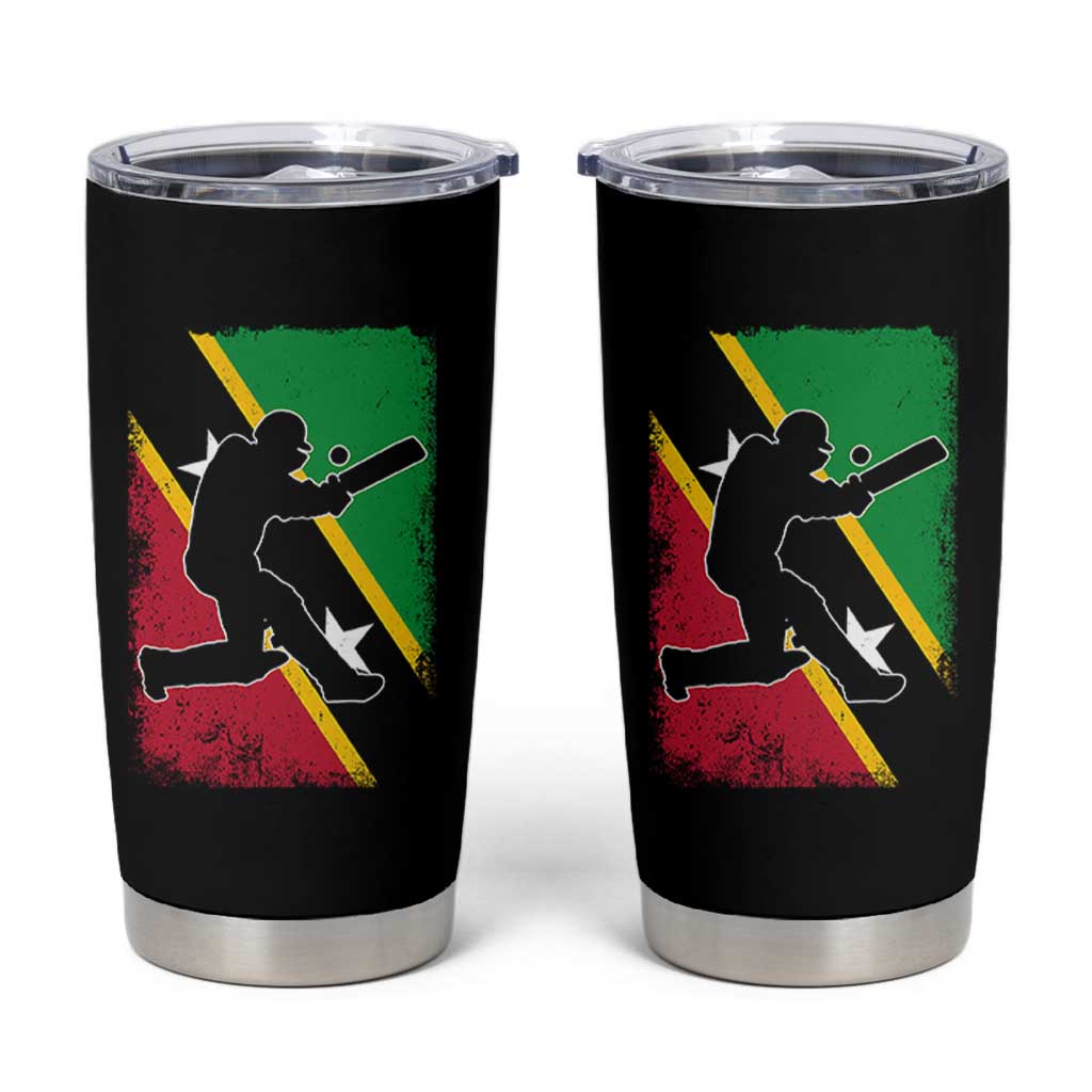 Saint Kitts and Nevis Cricket Tumbler Cup Retro Vintage Sport Kittitian Flag West Indies Cricket Fan