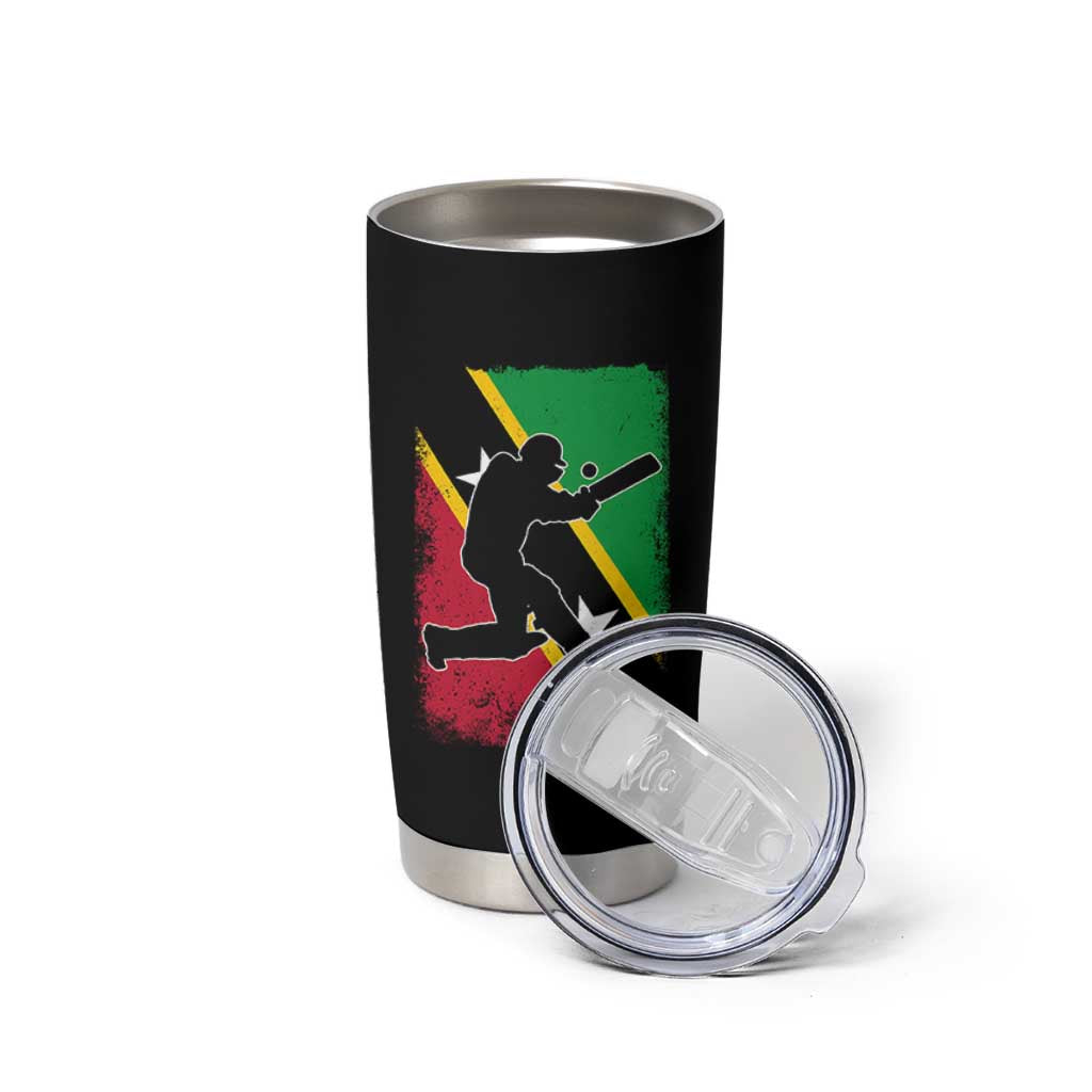 Saint Kitts and Nevis Cricket Tumbler Cup Retro Vintage Sport Kittitian Flag West Indies Cricket Fan