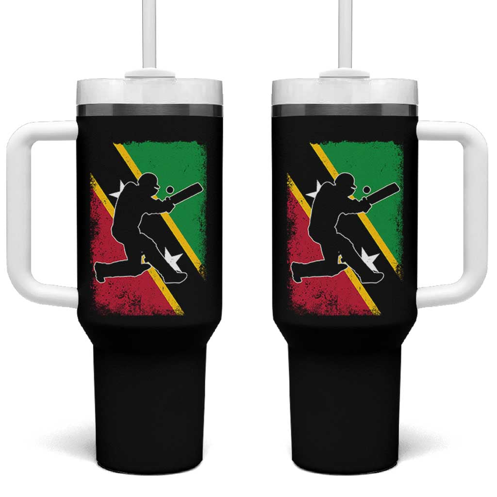 Saint Kitts and Nevis Cricket Tumbler With Handle Retro Vintage Sport Kittitian Flag West Indies Cricket Fan