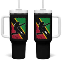 Saint Kitts and Nevis Cricket Tumbler With Handle Retro Vintage Sport Kittitian Flag West Indies Cricket Fan