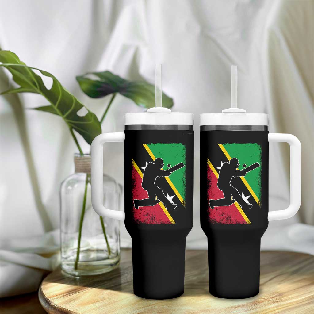 Saint Kitts and Nevis Cricket Tumbler With Handle Retro Vintage Sport Kittitian Flag West Indies Cricket Fan
