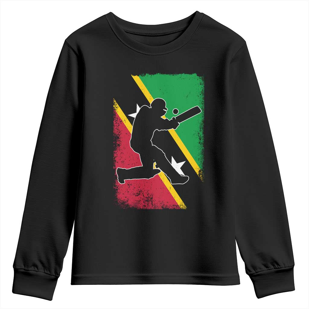 Saint Kitts and Nevis Cricket Youth Sweatshirt Retro Vintage Sport Kittitian Flag West Indies Cricket Fan