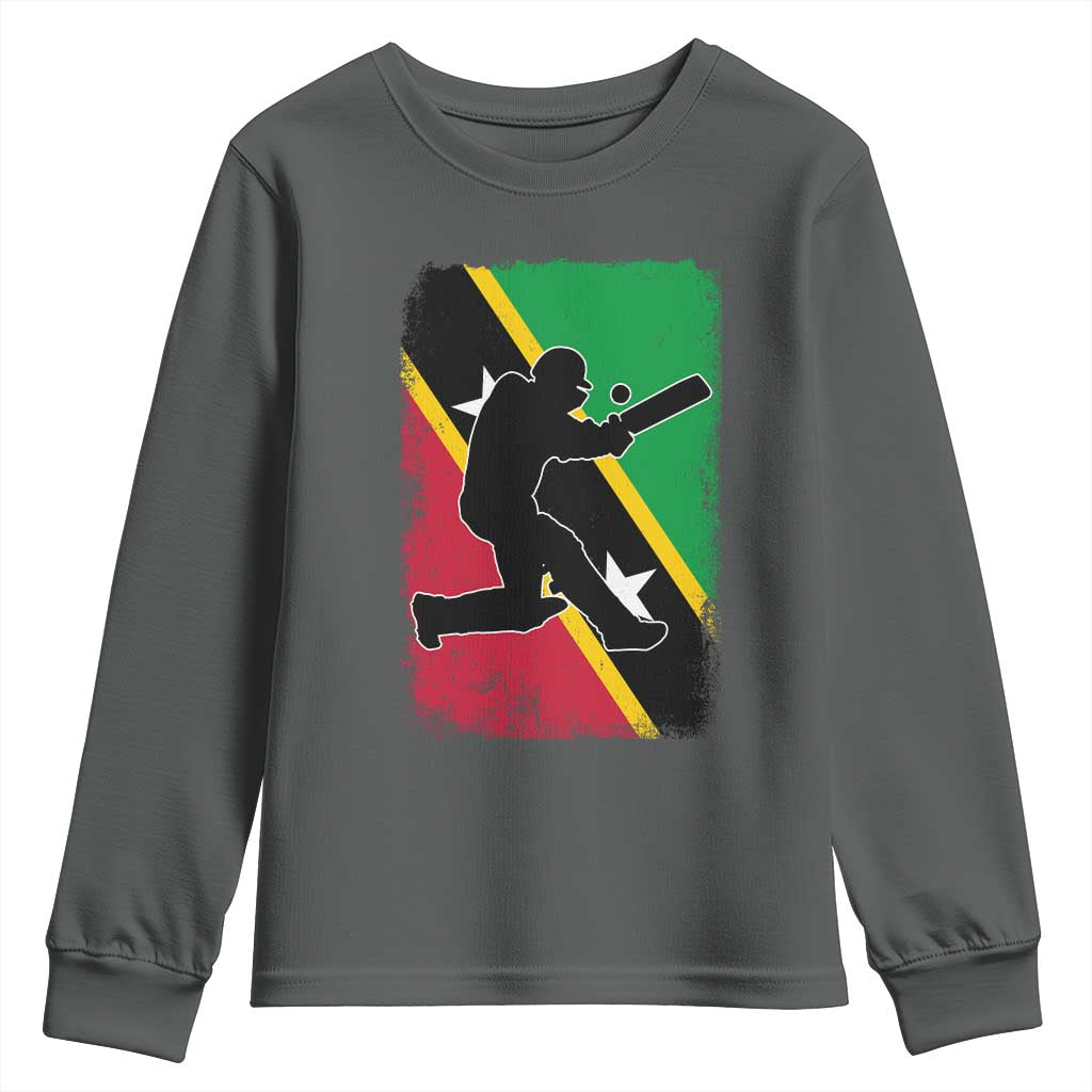 Saint Kitts and Nevis Cricket Youth Sweatshirt Retro Vintage Sport Kittitian Flag West Indies Cricket Fan