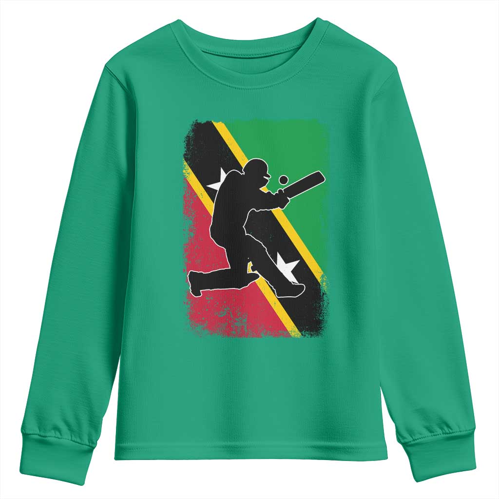 Saint Kitts and Nevis Cricket Youth Sweatshirt Retro Vintage Sport Kittitian Flag West Indies Cricket Fan