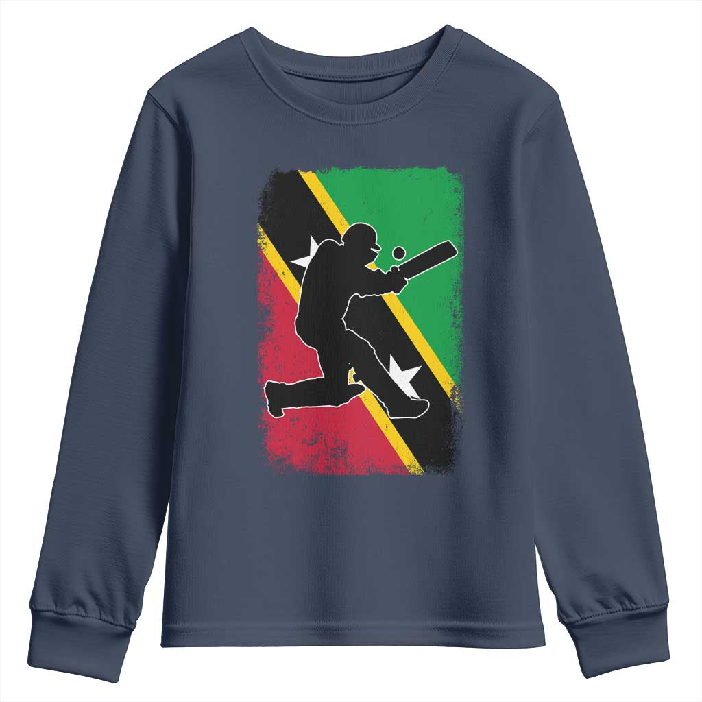 Saint Kitts and Nevis Cricket Youth Sweatshirt Retro Vintage Sport Kittitian Flag West Indies Cricket Fan