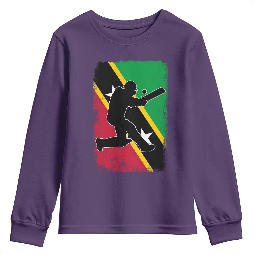 Saint Kitts and Nevis Cricket Youth Sweatshirt Retro Vintage Sport Kittitian Flag West Indies Cricket Fan