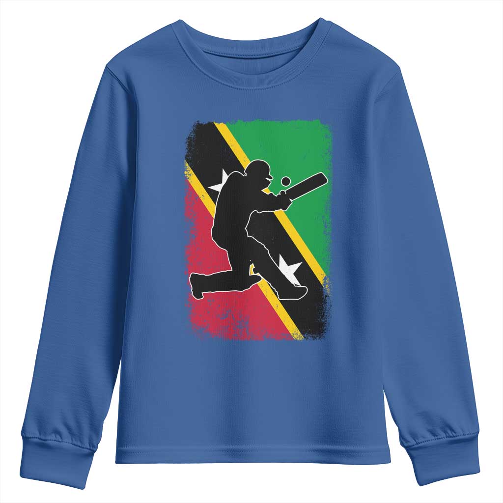 Saint Kitts and Nevis Cricket Youth Sweatshirt Retro Vintage Sport Kittitian Flag West Indies Cricket Fan