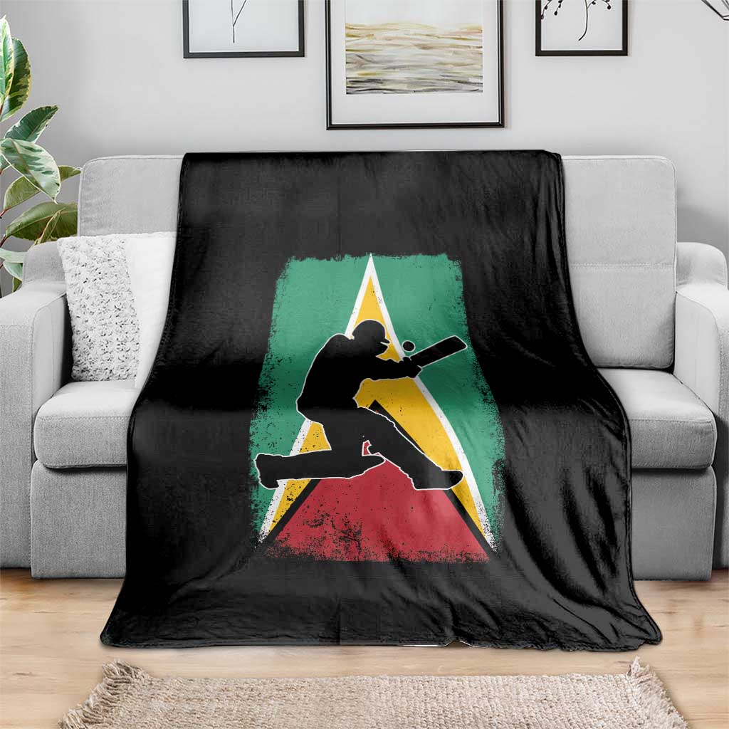 Guyana Cricket Throw Blanket Retro Vintage Sport Guyanese Flag West Indies Cricket Fan