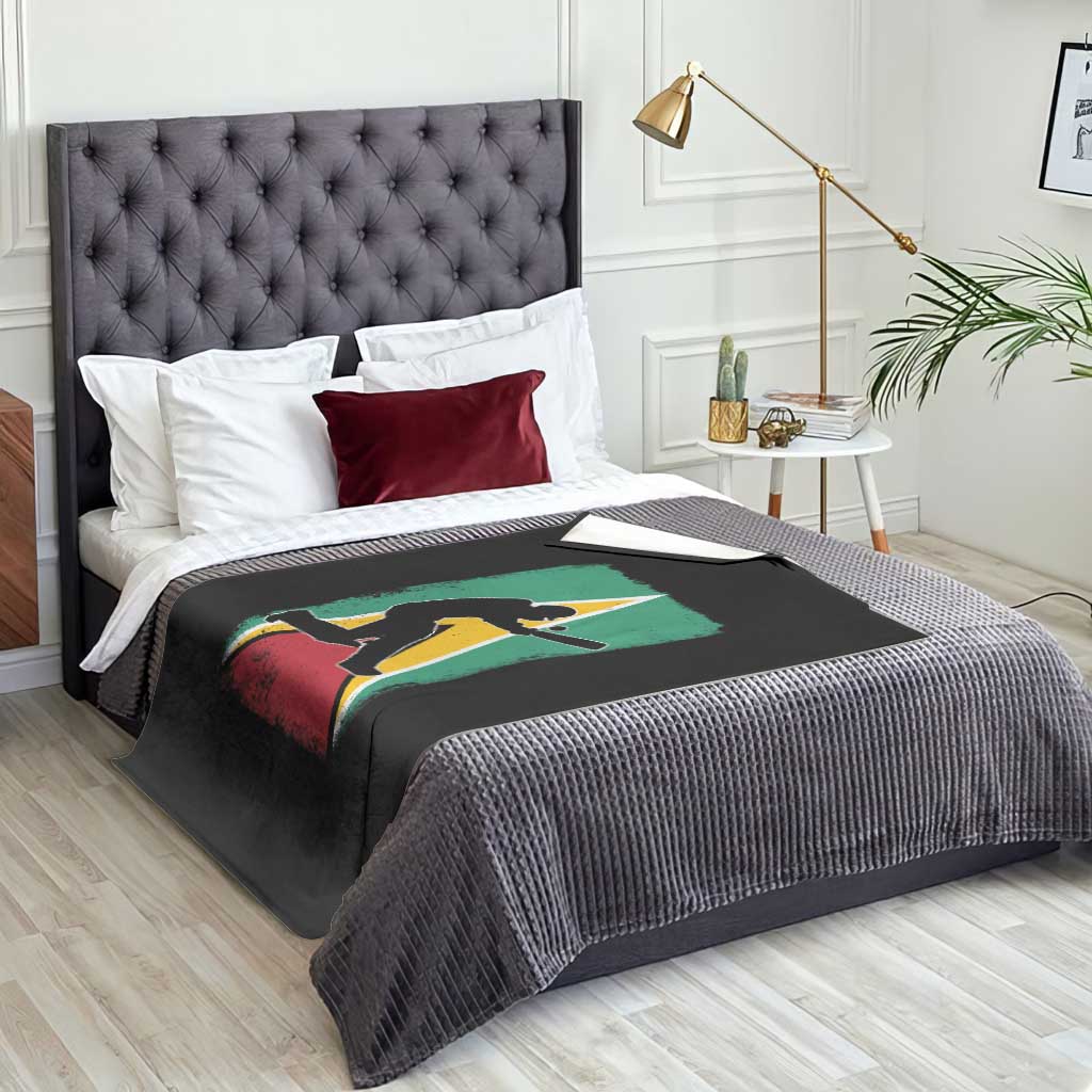 Guyana Cricket Throw Blanket Retro Vintage Sport Guyanese Flag West Indies Cricket Fan