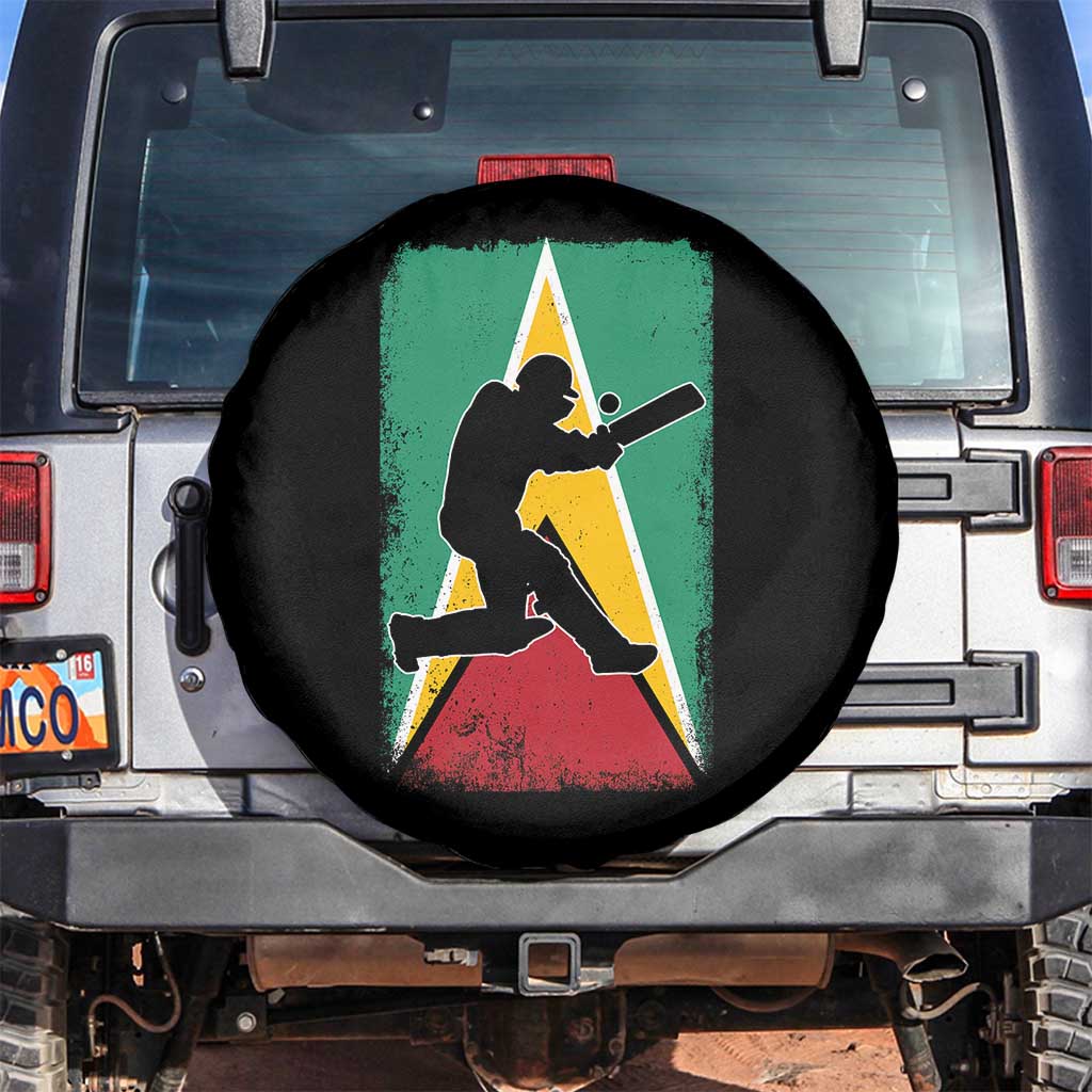 Guyana Cricket Spare Tire Cover Retro Vintage Sport Guyanese Flag West Indies Cricket Fan