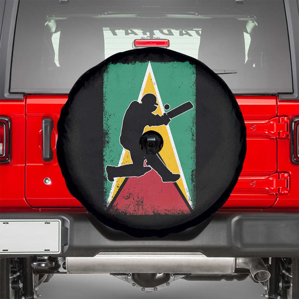 Guyana Cricket Spare Tire Cover Retro Vintage Sport Guyanese Flag West Indies Cricket Fan