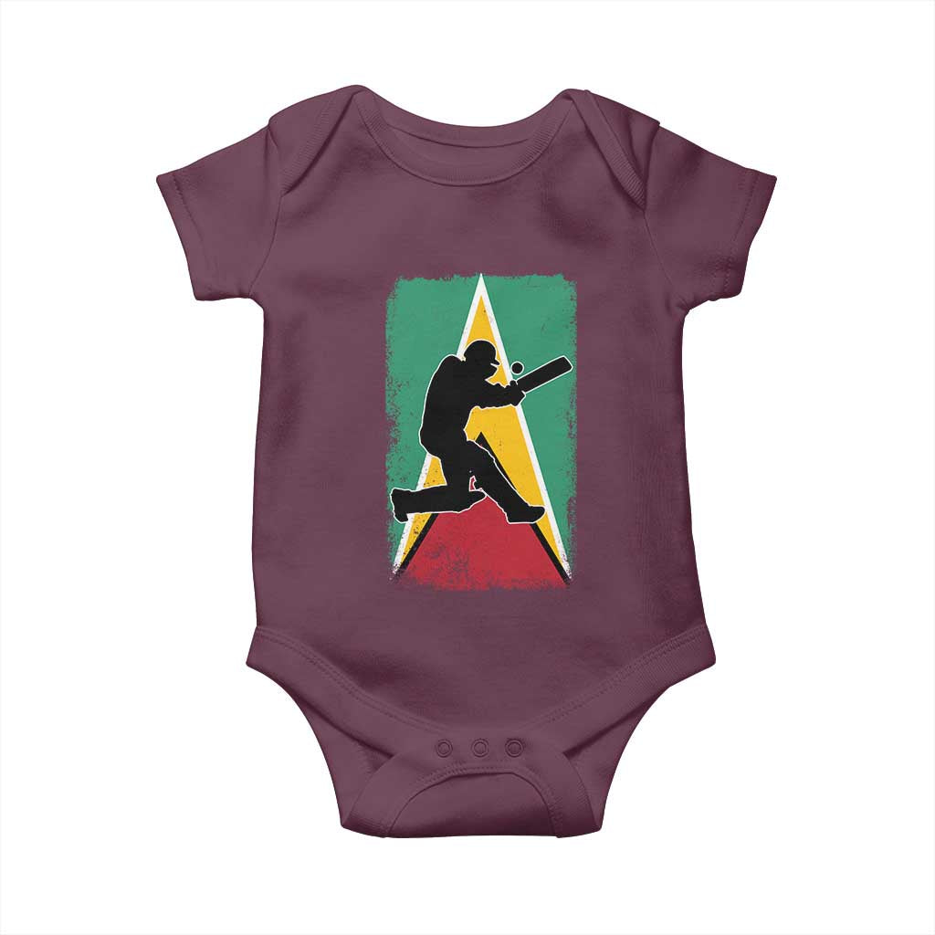 Guyana Cricket Baby Onesie Retro Vintage Sport Guyanese Flag West Indies Cricket Fan