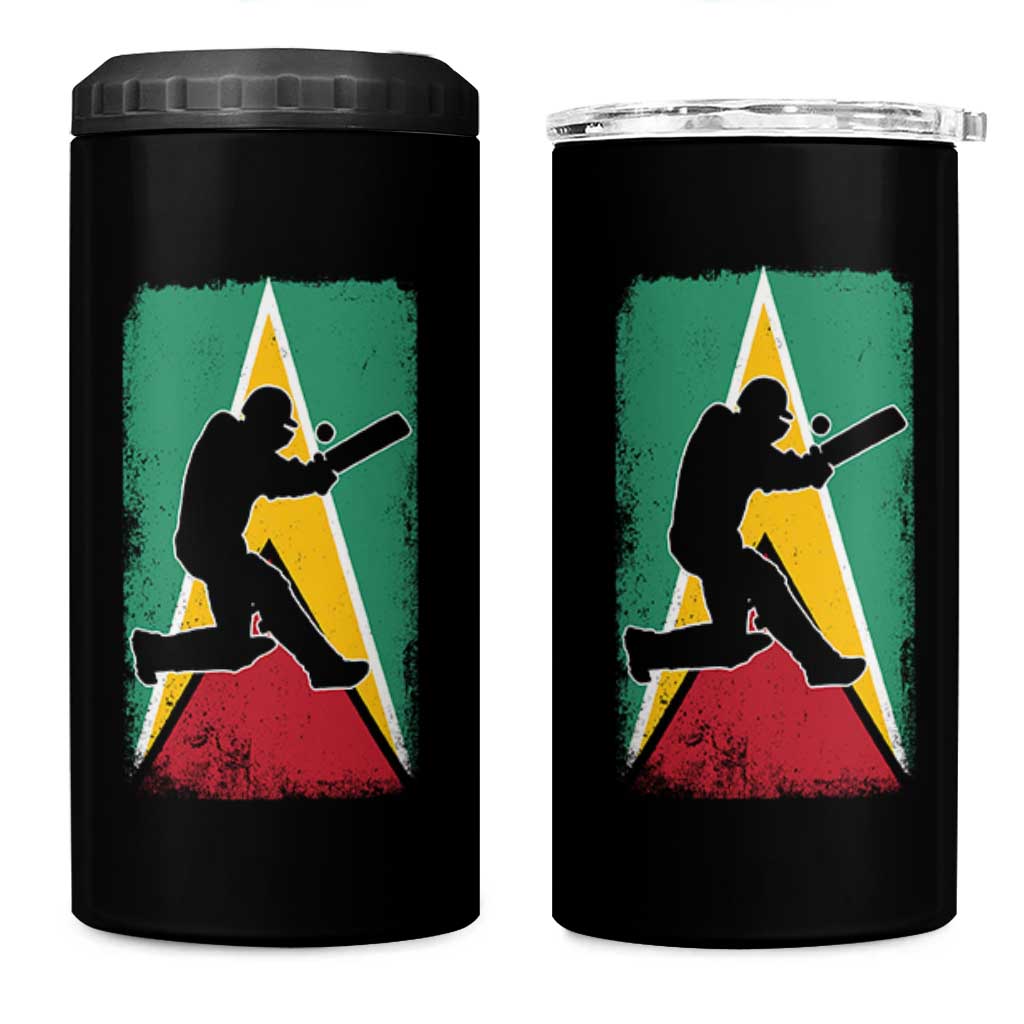Guyana Cricket 4 in 1 Can Cooler Tumbler Retro Vintage Sport Guyanese Flag West Indies Cricket Fan