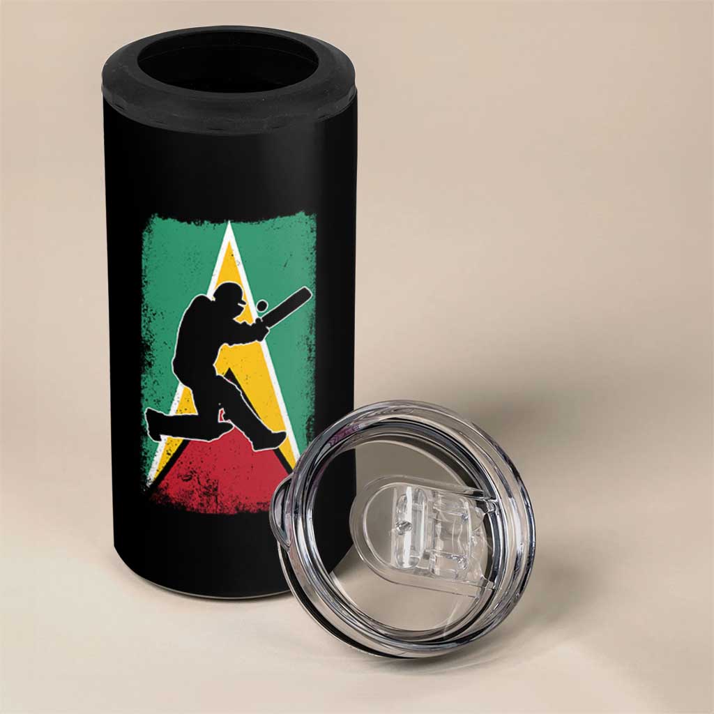 Guyana Cricket 4 in 1 Can Cooler Tumbler Retro Vintage Sport Guyanese Flag West Indies Cricket Fan