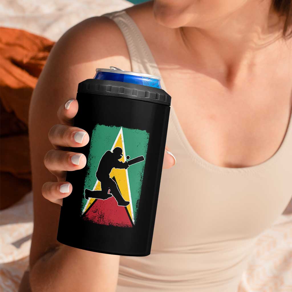 Guyana Cricket 4 in 1 Can Cooler Tumbler Retro Vintage Sport Guyanese Flag West Indies Cricket Fan