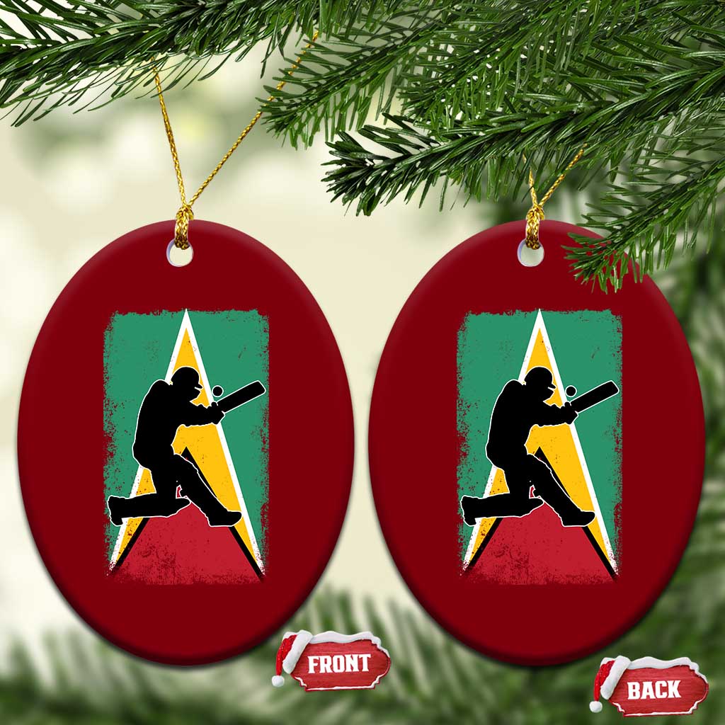 Guyana Cricket Ceramic Ornament Retro Vintage Sport Guyanese Flag West Indies Cricket Fan