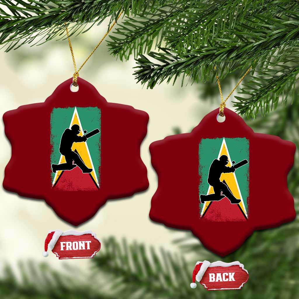 Guyana Cricket Ceramic Ornament Retro Vintage Sport Guyanese Flag West Indies Cricket Fan