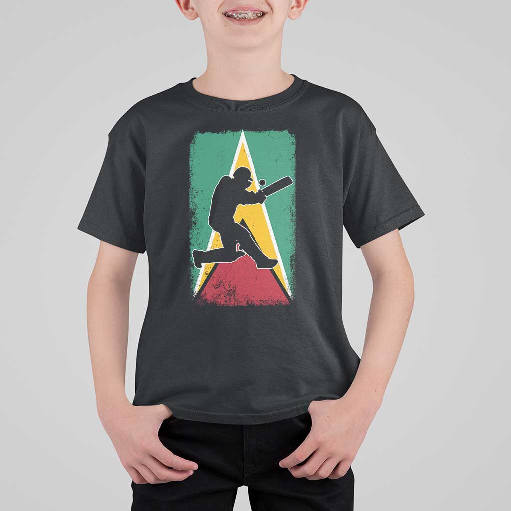 Guyana Cricket T Shirt For Kid Retro Vintage Sport Guyanese Flag West Indies Cricket Fan