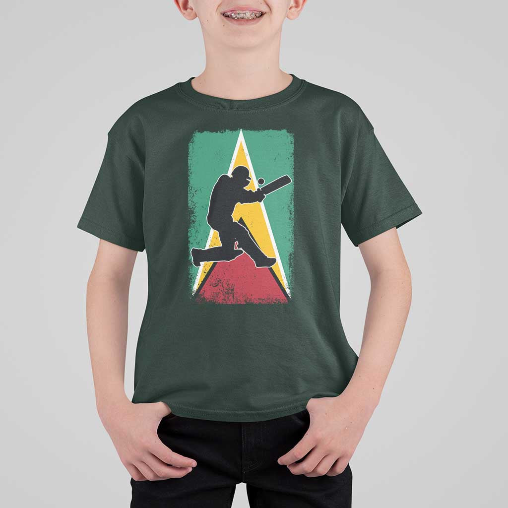 Guyana Cricket T Shirt For Kid Retro Vintage Sport Guyanese Flag West Indies Cricket Fan