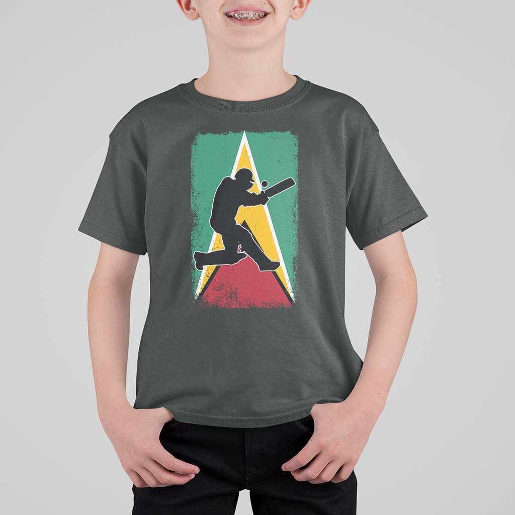 Guyana Cricket T Shirt For Kid Retro Vintage Sport Guyanese Flag West Indies Cricket Fan