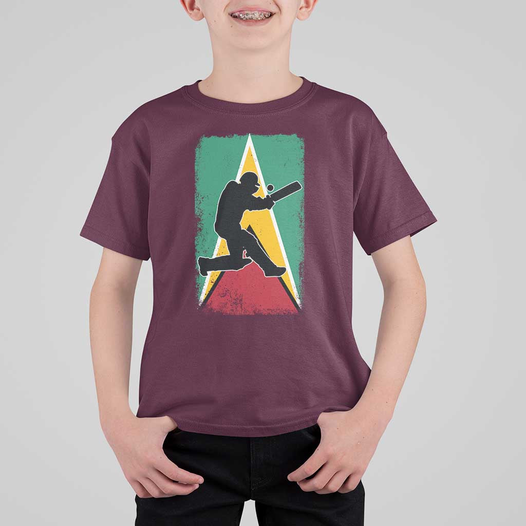 Guyana Cricket T Shirt For Kid Retro Vintage Sport Guyanese Flag West Indies Cricket Fan
