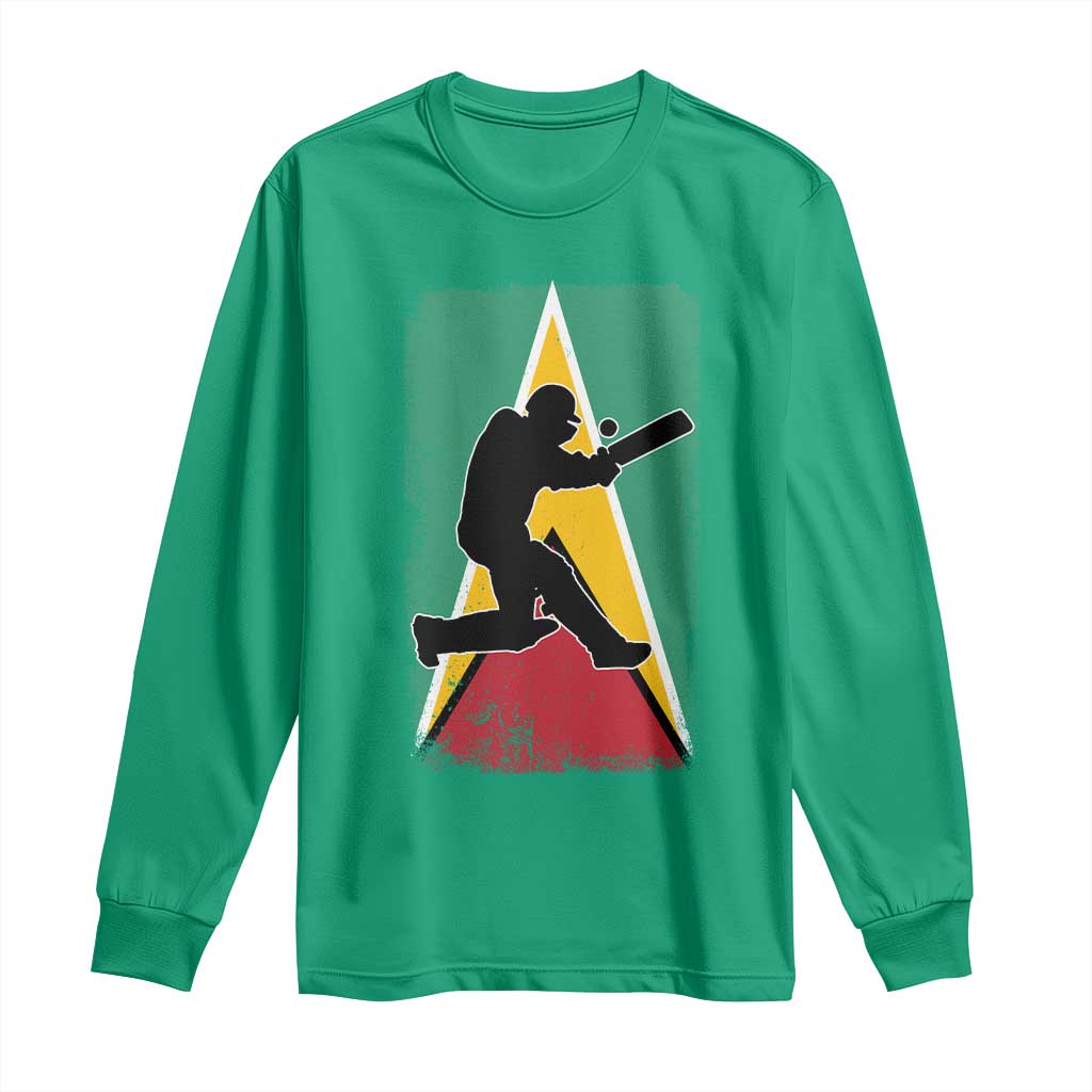 Guyana Cricket Long Sleeve Shirt Retro Vintage Sport Guyanese Flag West Indies Cricket Fan