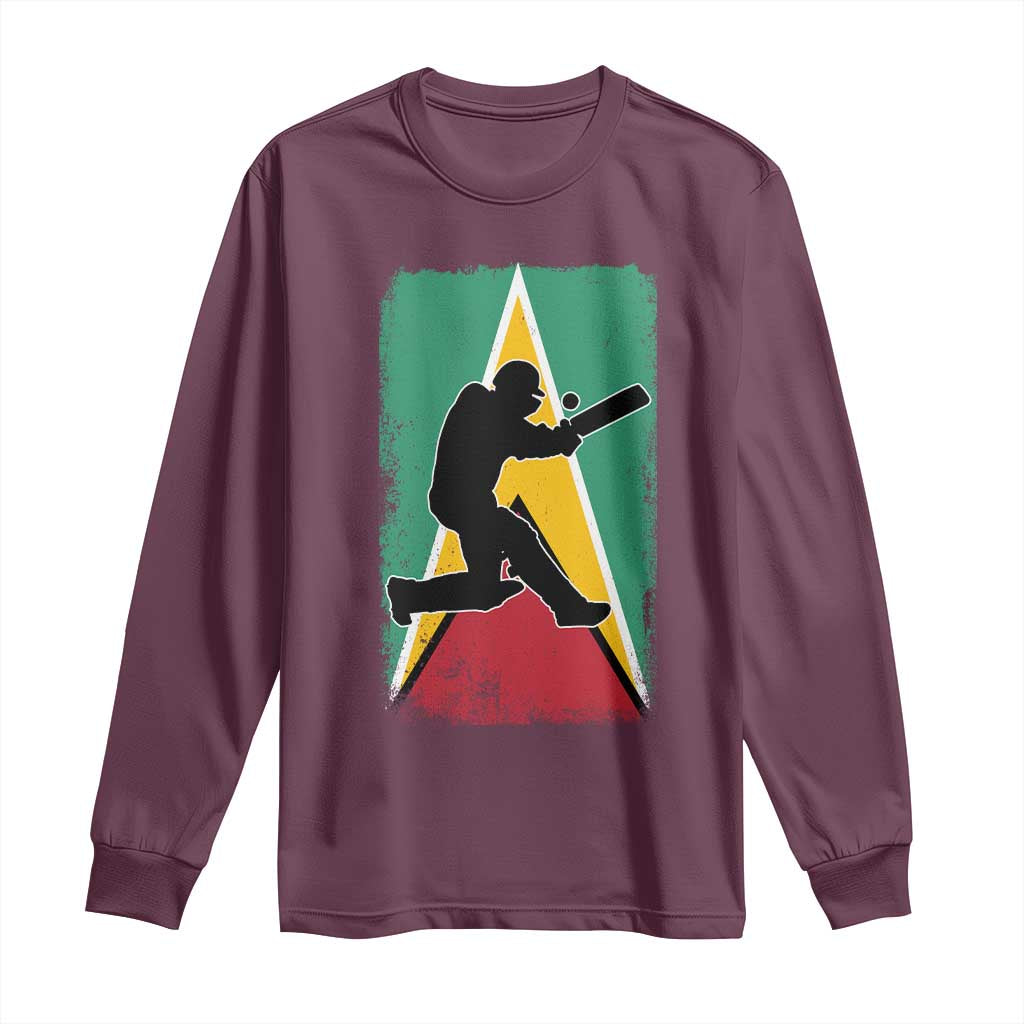 Guyana Cricket Long Sleeve Shirt Retro Vintage Sport Guyanese Flag West Indies Cricket Fan