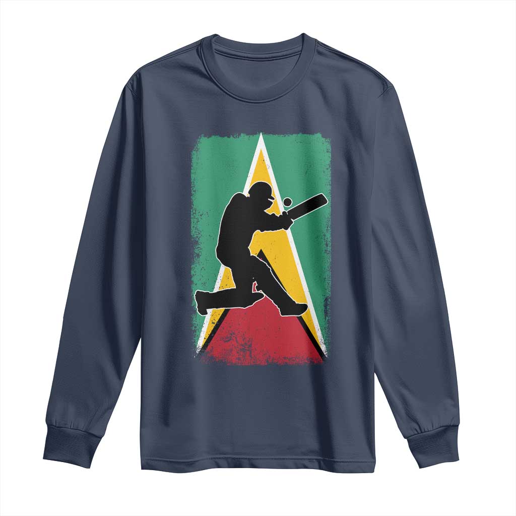 Guyana Cricket Long Sleeve Shirt Retro Vintage Sport Guyanese Flag West Indies Cricket Fan