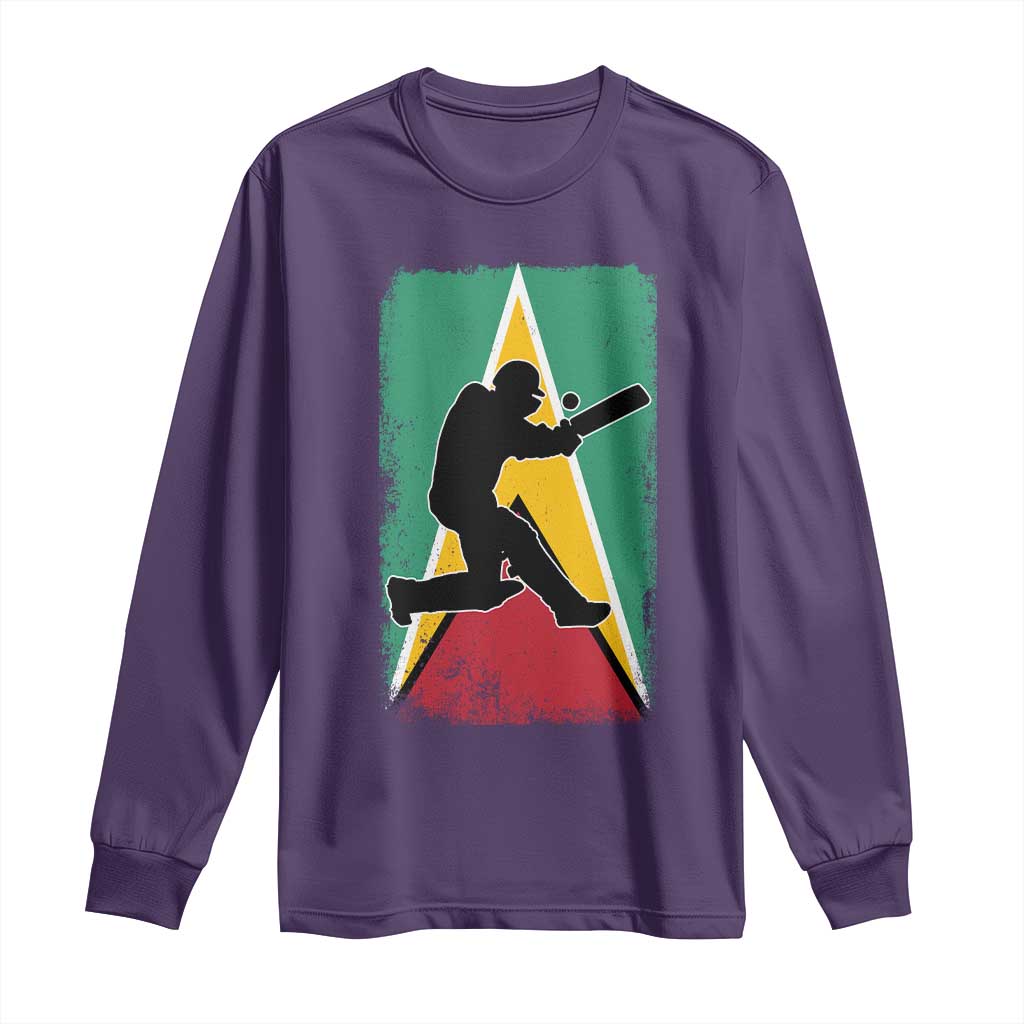 Guyana Cricket Long Sleeve Shirt Retro Vintage Sport Guyanese Flag West Indies Cricket Fan