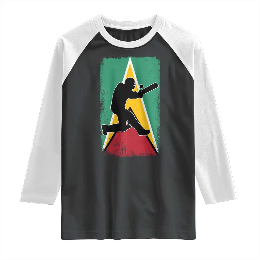 Guyana Cricket Raglan Shirt Retro Vintage Sport Guyanese Flag West Indies Cricket Fan