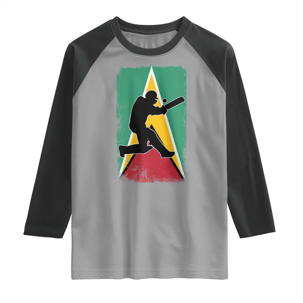 Guyana Cricket Raglan Shirt Retro Vintage Sport Guyanese Flag West Indies Cricket Fan