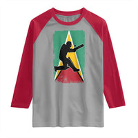 Guyana Cricket Raglan Shirt Retro Vintage Sport Guyanese Flag West Indies Cricket Fan