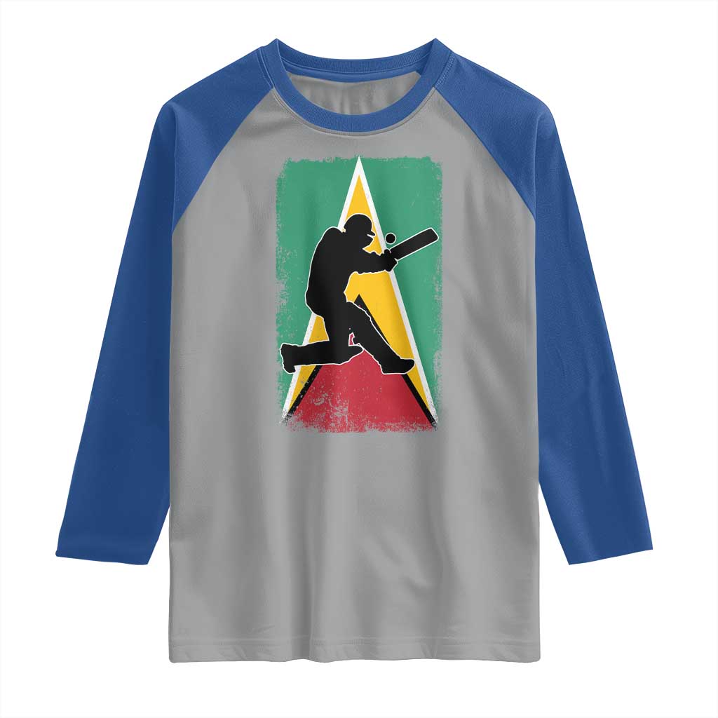 Guyana Cricket Raglan Shirt Retro Vintage Sport Guyanese Flag West Indies Cricket Fan