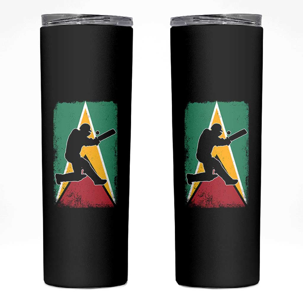 Guyana Cricket Skinny Tumbler Retro Vintage Sport Guyanese Flag West Indies Cricket Fan