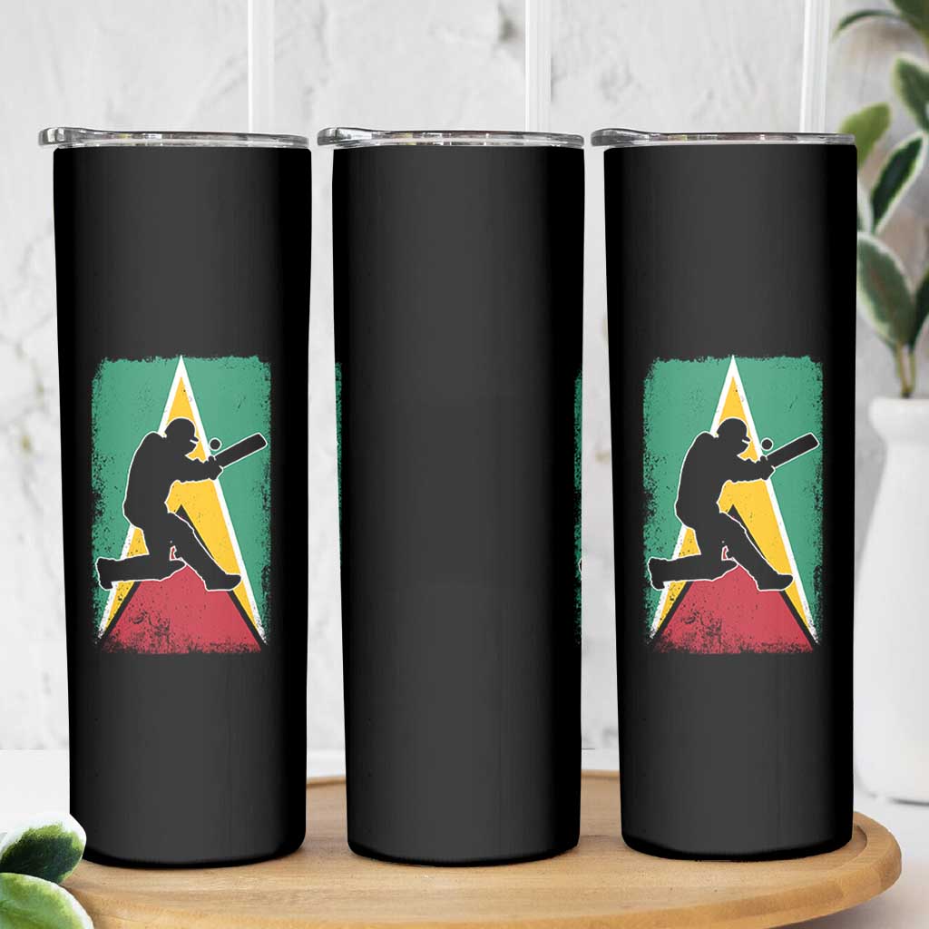 Guyana Cricket Skinny Tumbler Retro Vintage Sport Guyanese Flag West Indies Cricket Fan