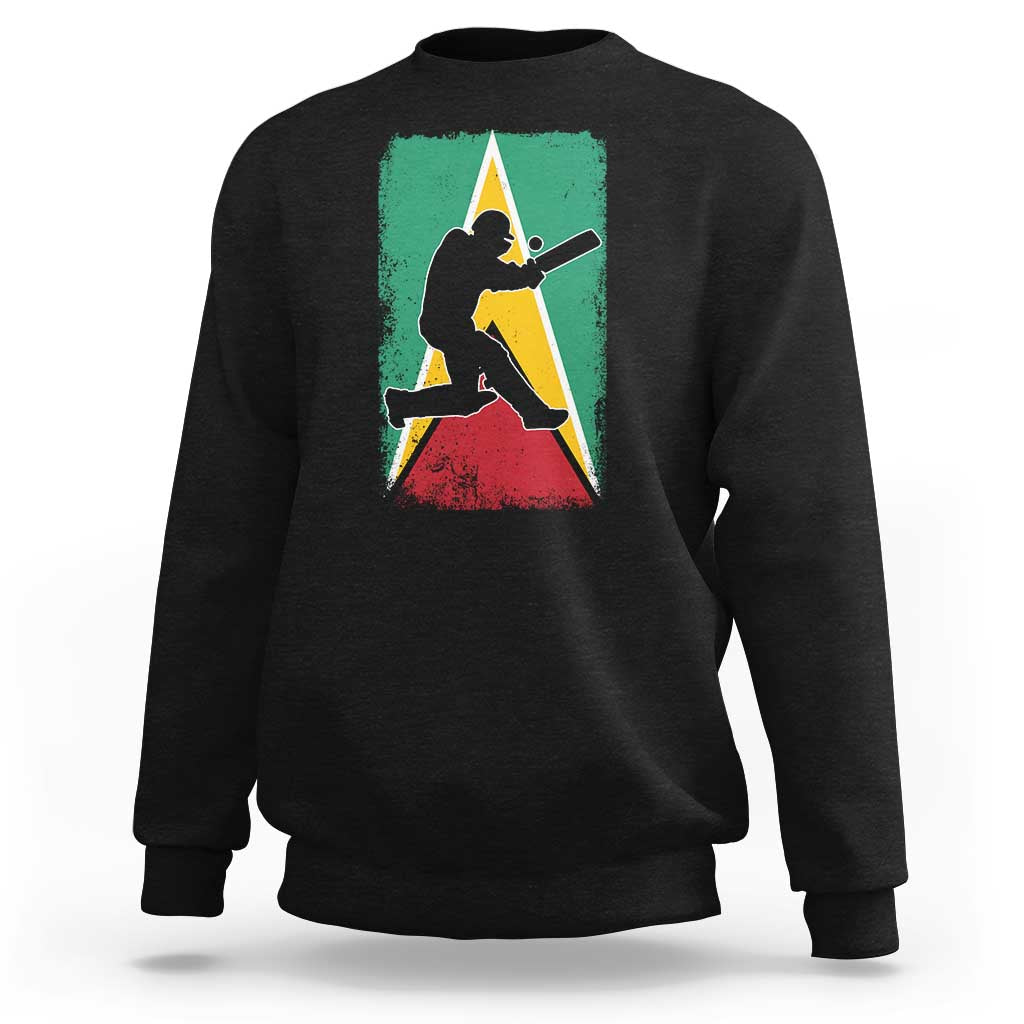 Guyana Cricket Sweatshirt Retro Vintage Sport Guyanese Flag West Indies Cricket Fan