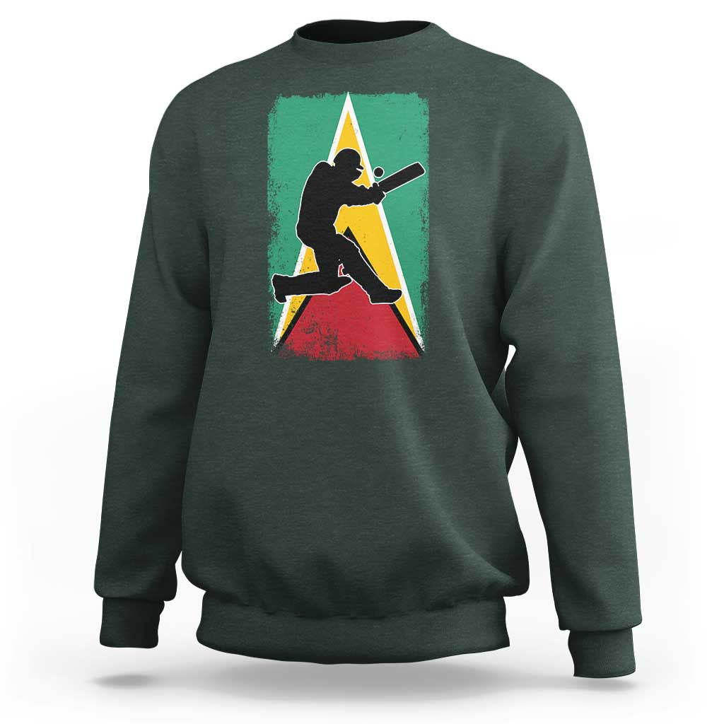 Guyana Cricket Sweatshirt Retro Vintage Sport Guyanese Flag West Indies Cricket Fan