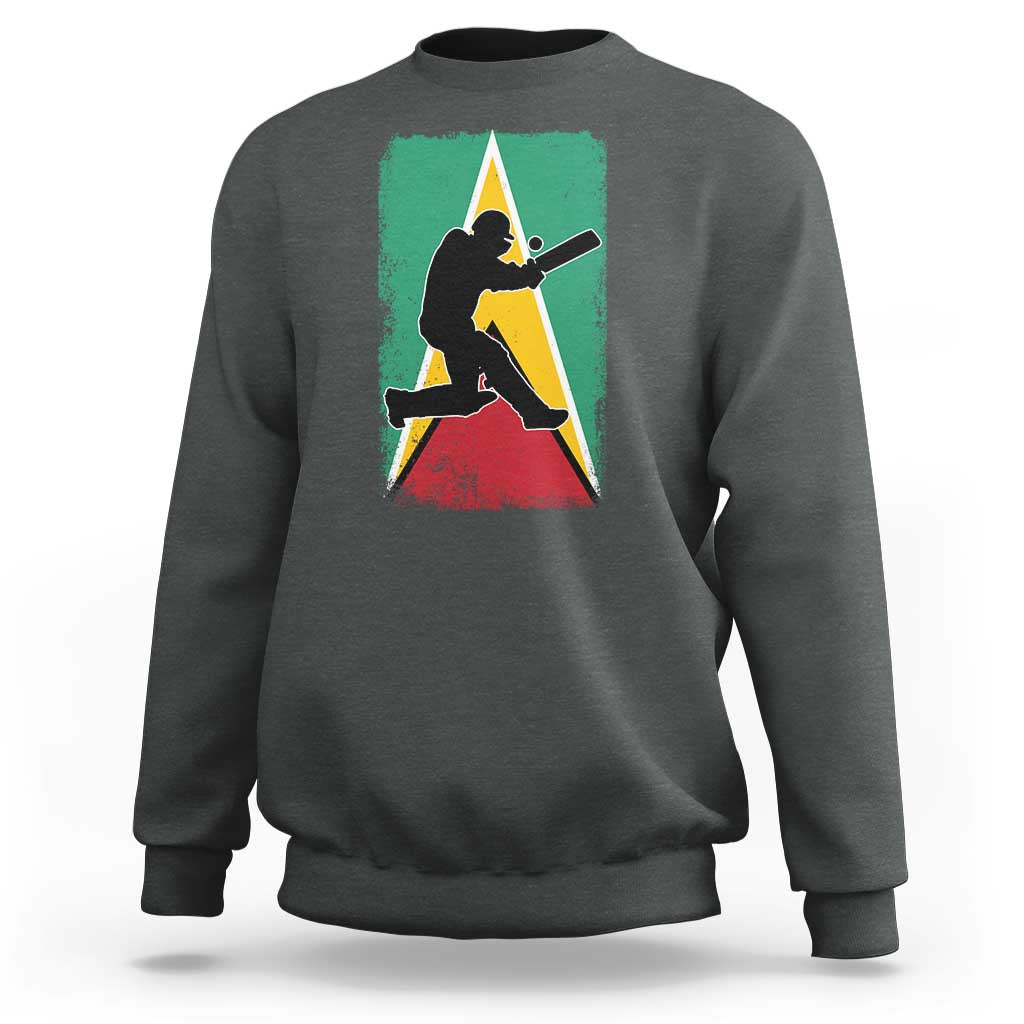 Guyana Cricket Sweatshirt Retro Vintage Sport Guyanese Flag West Indies Cricket Fan