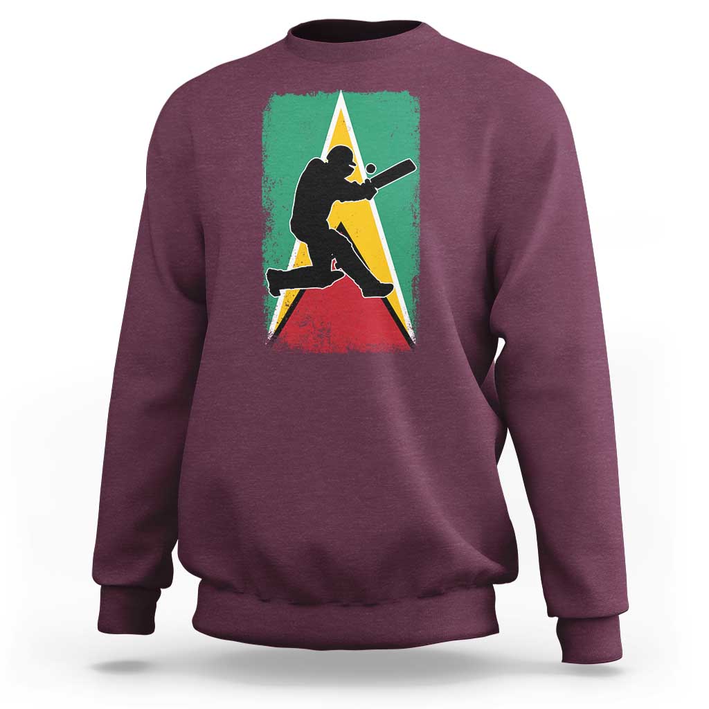 Guyana Cricket Sweatshirt Retro Vintage Sport Guyanese Flag West Indies Cricket Fan