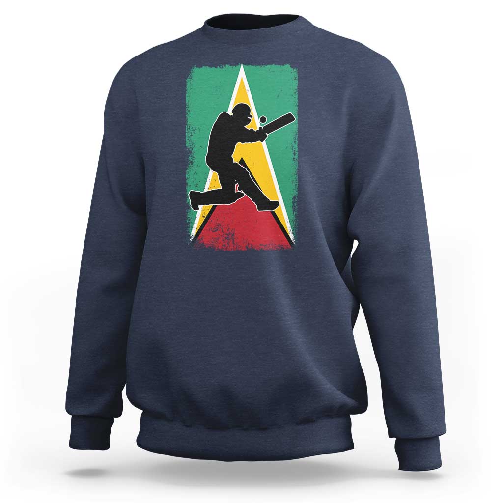 Guyana Cricket Sweatshirt Retro Vintage Sport Guyanese Flag West Indies Cricket Fan