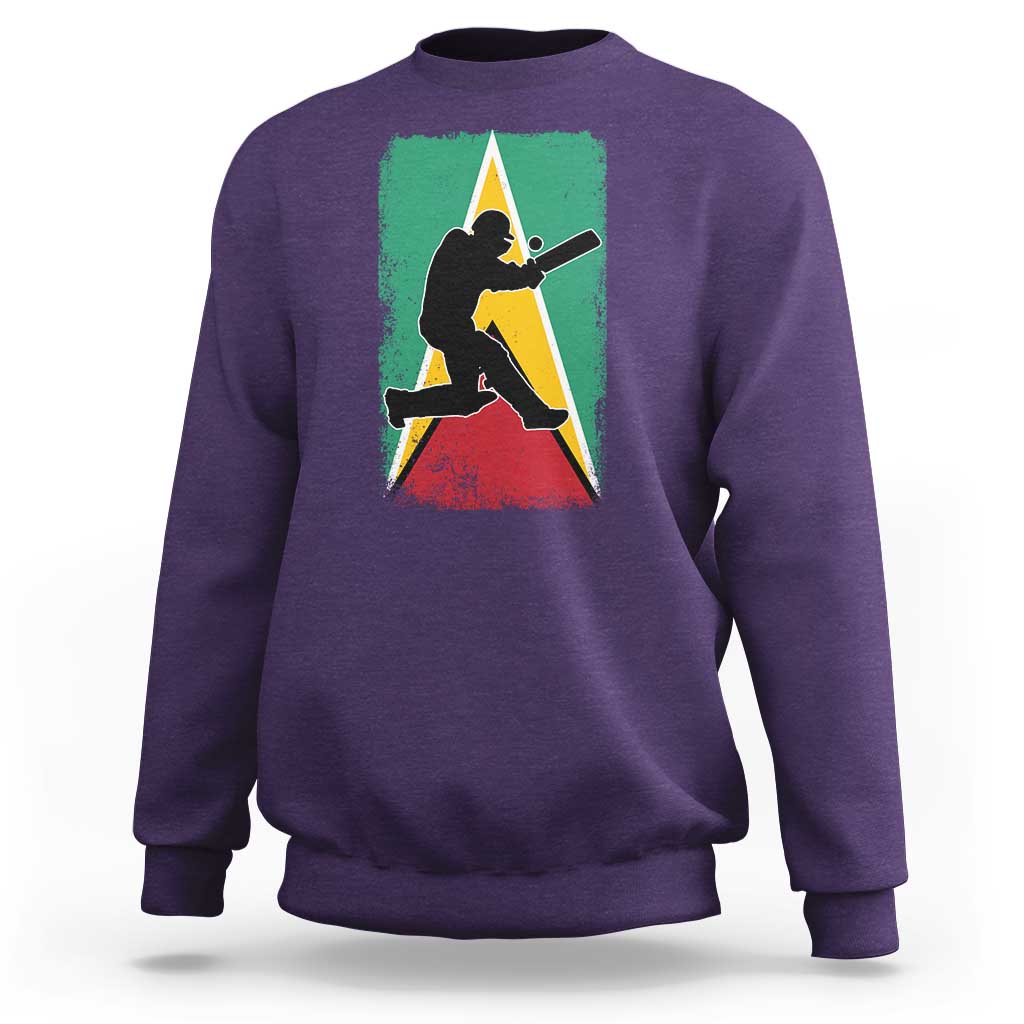 Guyana Cricket Sweatshirt Retro Vintage Sport Guyanese Flag West Indies Cricket Fan