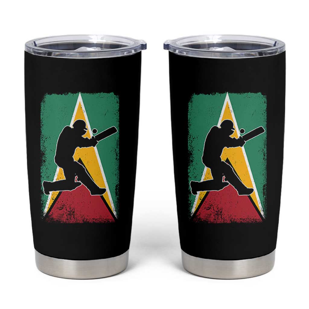 Guyana Cricket Tumbler Cup Retro Vintage Sport Guyanese Flag West Indies Cricket Fan
