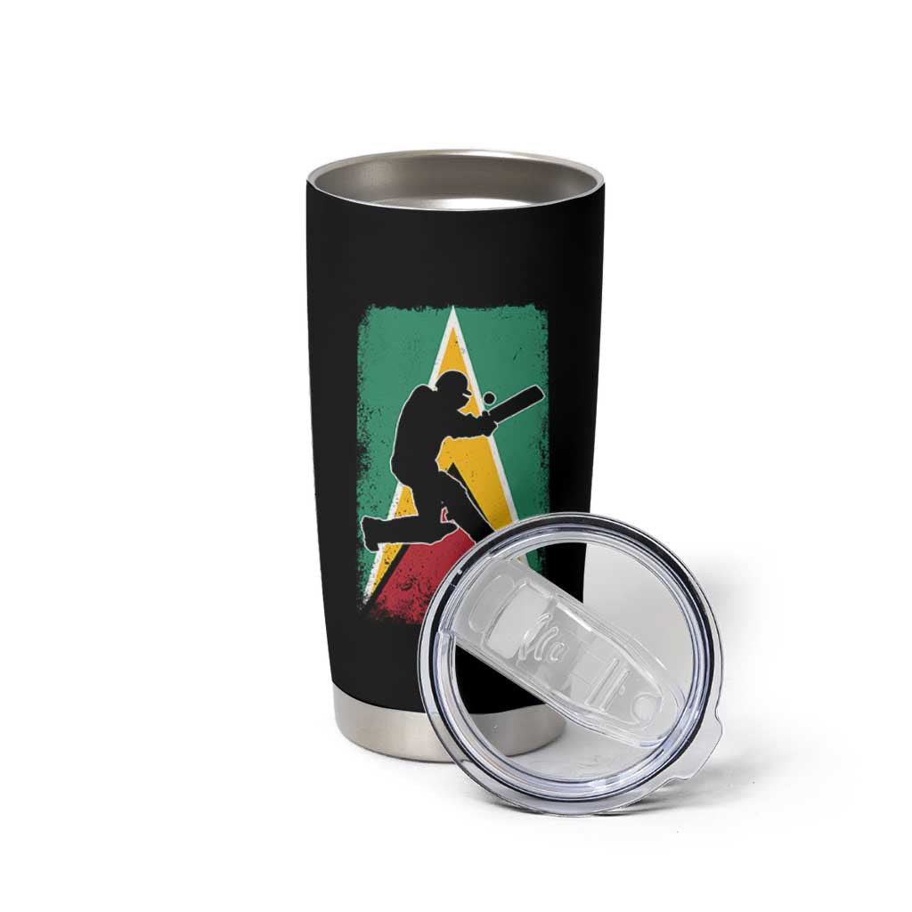 Guyana Cricket Tumbler Cup Retro Vintage Sport Guyanese Flag West Indies Cricket Fan