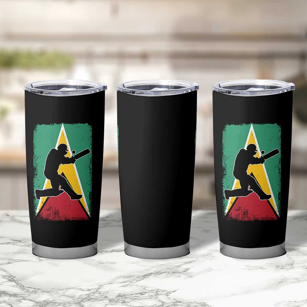 Guyana Cricket Tumbler Cup Retro Vintage Sport Guyanese Flag West Indies Cricket Fan